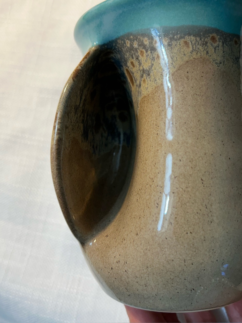 Neher Pottery Clay in Motion
"Ocean Tide" Left Hand Warmer
Mug Drip